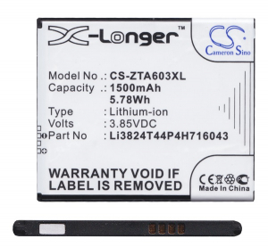 Cameron Sino Li-Ion akku (3.85V/1500mAh, ZTE Li3824T44P4H716043 kompatibilis) FEKETE ZTE Blade A520 (CS-ZTA603XL)
