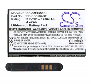 Cameron Sino Li-Ion akku (3.7V/1200mAh, Samsung EB-BB550ABE kompatibilis) FEKETE Samsung Xcover 550 (SM-B550) (CS-SMX550SL)