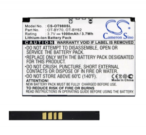 Cameron Sino Li-Ion akku (3.7V/1000mAh, Alcatel CAB3170000C1 kompatibilis) (CS-OT980SL)