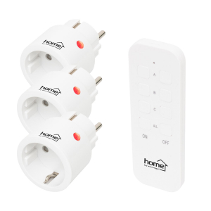 Home távirányítható mini hálózati aljzat szett, 2300 W, 3 aljzat + 1 távirányító, 40m hatótáv (TH2313)