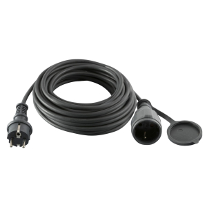 Home hosszabbító gumikábel, 25 méter, H07RN-F, zárófedéllel, max. 3500 W, IP44, fekete (NV725BK)