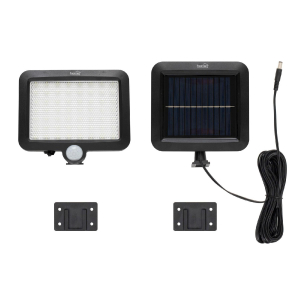 Home napelemes LED reflektor, 250 lm, PIR mozg&aacute;s&eacute;rz&eacute;kelő, 120&deg; 5m, 56 db hidegfeh&eacute;r SMD LED, energiatakar&eacute;kos, műanyag, IP44 (FLP250SOLAR)