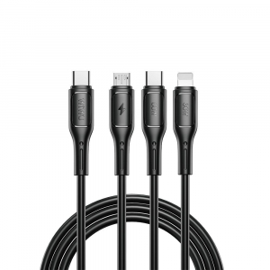 Wiwu Starlink Series 3in1 USB-C USB-C / Lightning / microUSB kábel, 60W, 1m, fekete (Wi-046E)