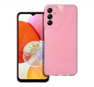 Utángyártott Clear 2mm Samsung Galaxy A14 5G / A14 4G csillámos tok, rózsaszín