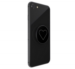 PopSockets telefontart&oacute; (k&eacute;sz&uuml;l&eacute;kre ragaszthat&oacute;, t&ouml;bbfunkci&oacute;s, sz&iacute;v) FEKETE (800667)