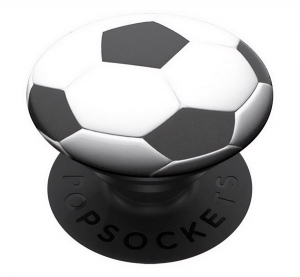 PopSockets telefontartó (készülékre ragasztható, többfunkciós, focilabda) FEKETE/FEHÉR (800694)