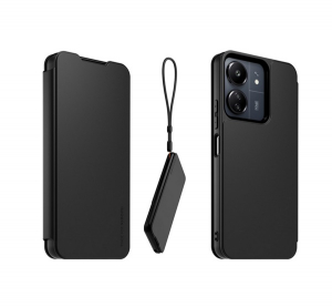Made for Xiaomi tok &aacute;ll&oacute;, bőr hat&aacute;s&uacute; (FLIP, oldalra ny&iacute;l&oacute;, k&aacute;rtyazseb + k&eacute;zp&aacute;nt) FEKETE Xiaomi Redmi 13C 5G / Poco C65 / Redmi 13C 4G (WIFOLIOREDMI13C