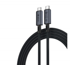 Devia EXTREME adatk&aacute;bel (Type-C - Type-C, 240W, PD gyorst&ouml;ltő, 100cm, cipőfűző) FEKETE (EC641)