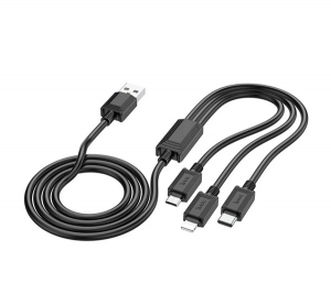 Hoco X74 t&ouml;ltők&aacute;bel 3in1 (USB - lightning/microUSB/Type-C, 2A, 100cm) FEKETE (X74_B)
