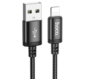 Hoco X91 adatk&aacute;bel (USB - lightning, 2.4A, gyorst&ouml;ltő, 300cm, cipőfűző) FEKETE Apple iPhone 5S / IPAD mini 2  / iPhone 6 Plus 5.5 (X91_USB_LIGHTNING_B