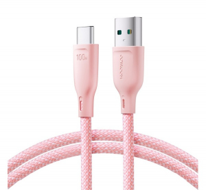 JOYROOM adatk&aacute;bel (USB - Type-C, 100W, gyorst&ouml;ltő, 100cm, cipőf&uuml;ző) R&Oacute;ZSASZ&Iacute;N (SA34-AC6 PINK)