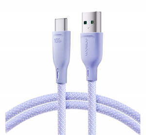 JOYROOM adatk&aacute;bel (USB - Type-C, 100W, gyorst&ouml;ltő, 100cm, cipőf&uuml;ző) LILA (SA34-AC6 P)