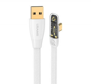 Usams ICEFLAKE adatk&aacute;bel (USB - Type-C, 6A, 66W, PD gyorst&ouml;ltő, 120cm, 90 fokos) FEH&Eacute;R (SJ585USB02)