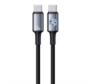Usams HUAN adatkábel (Type-C - Type-C, 60W, PD gyorstöltő, 120cm) SÖTÉTSZÜRKE (SJ752USB01)