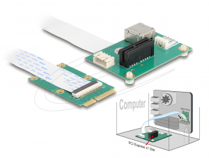 Delock &Aacute;talak&iacute;t&oacute; Mini PCIe apa - PCI Express x1 csatlakoztat&oacute; hajl&eacute;kony k&aacute;bellel &eacute;s USB porttal (64345)