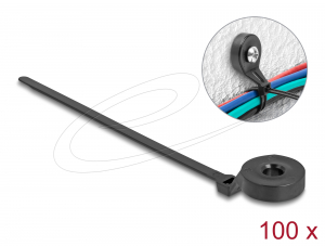 Delock K&aacute;belk&ouml;t&ouml;ző szor&iacute;t&oacute; fűzőlyukkal Hx 180 x Sz 6 mm, 100 darab fekete (18915)