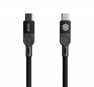 Nillkin MAGCHARGE adatk&aacute;bel (Type-C - Type-C, 100W, PD gyorst&ouml;ltő 3.0, 100cm, m&aacute;gneses, cipőfűző) FEKETE (GP-163382)