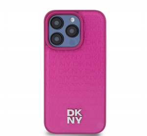 DKNY PU Leather Repeat Pattern Stack Logo Apple iPhone 15 Pro Magsafe tok, r&oacute;zsasz&iacute;n (DKHMP15LPSHRPSP)