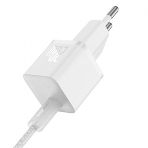 Baseus GaN5 Mini USB-C h&aacute;l&oacute;zati t&ouml;ltő 20W + 1m k&aacute;bel feh&eacute;r (P10110900213-01)