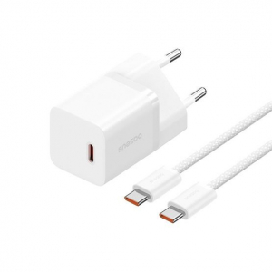Baseus GaN5 Mini USB-C h&aacute;l&oacute;zati t&ouml;ltő 30W + 1m k&aacute;bel feh&eacute;r (P10110902213-00)