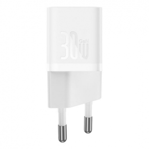 Baseus GaN5 Mini USB-C h&aacute;l&oacute;zati t&ouml;ltő 30W + 1m k&aacute;bel feh&eacute;r (P10110902213-00)