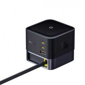 Baseus Super GaN asztali gyorstöltőállomás 3x USB-C 1x USB-A 100W fekete (P10164001123-00)