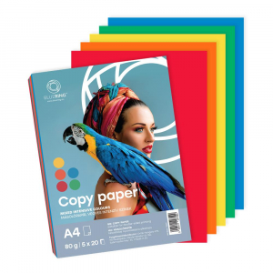 Bluering M&aacute;sol&oacute;pap&iacute;r, sz&iacute;nes, vegyes sz&iacute;nek A4, 80g  5x20 &iacute;v/csomag, intenz&iacute;v sz&iacute;nes