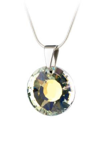 Art Crystella Nyaklánc, Nap formájú, fehér színjátszós SWAROVSKI kristállyal, 19mm,  (RSWL033)