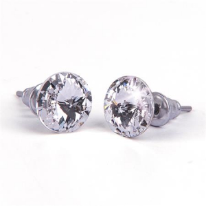 Art Crystella Fülbevaló, fehér SWAROVSKI kristállyal, csúcsos, 8mm,  (RSWF060)