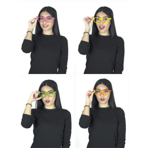 Szem&uuml;veg, UV f&eacute;nyben fluoreszk&aacute;l&oacute;, műanyag, neon sz&iacute;nek (PY3199)