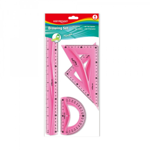 Keyroad Vonalz&oacute;k&eacute;szlet, 30 cm, flexibilis vonalz&oacute;, sz&ouml;gm&eacute;rő, 45&deg; &eacute;s 60&deg; h&aacute;romsz&ouml;g vonalz&oacute;k 4 db/bliszter  vegyes sz&iacute;nek (KR971105)