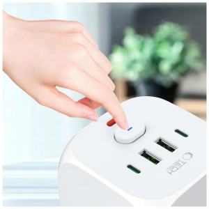 Tech-Protect PCL3X4 Power Socket elosztó - 2*USB-C + 2*USB-A + 3 hálózati töltőlyuk