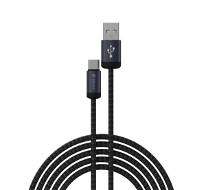 Devia GRACIOUS adatk&aacute;bel (USB - Type-C, 10W, gyorst&ouml;ltő, 100cm, cipőfűző) FEKETE (EC649)