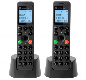 Motorola telefon készülék (vezeték nélküli, 2 kézibeszélő, kijelző, DECT) FEKETE (DOT202)