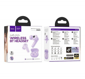 Hoco EQ23 bluetooth f&uuml;lhallgat&oacute; SZTEREO (v5.4, TWS, mikrofon + t&ouml;ltőtok) LILA (EQ23_P)