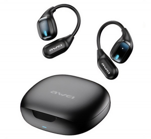 Awei TZ12 bluetooth f&uuml;lhallgat&oacute; SZTEREO (v5.4, TWS, f&uuml;lre akaszthat&oacute;, mikrofon + t&ouml;ltőtok) FEKETE (TZ12_B)