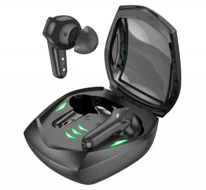 Hoco MAGIC GAMING bluetooth f&uuml;lhallgat&oacute; SZTEREO (v5.3, TWS, mikrofon, gamer, LED jelz&eacute;s + t&ouml;ltőtok) FEKETE (EW28)