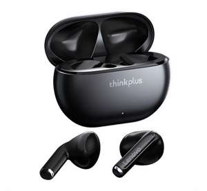 Lenovo bluetooth fülhallgató SZTEREO (v5.3, TWS, mikrofon, IPX4 vízálló + töltőtok) FEKETE (XT93)