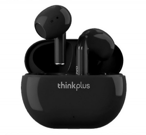 Lenovo bluetooth fülhallgató SZTEREO (v5.3, TWS, mikrofon, IPX4 vízálló + töltőtok) FEKETE (XT93)