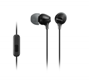 Sony f&uuml;lhallgat&oacute; SZTEREO (3.5mm jack, mikrofon, felvevő gomb) FEKETE (MDR-EX15AP_B)