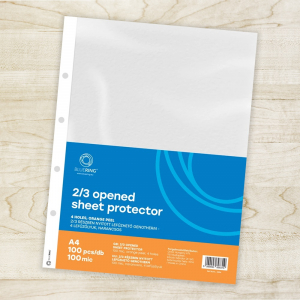Bluering Genotherm lefűzhető, A4, 100 micron narancsos bel&uuml;l 2/3 r&eacute;szben nyitott 4 lyuk&uacute;  100 db/csomag,