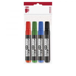 ICO Alkoholos marker k&eacute;szlet, 1-4mm, v&aacute;gott hegyű,  12XXL, 4 k&uuml;l&ouml;nb&ouml;ző sz&iacute;n (9580082004)