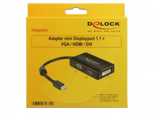 DeLock 62631 mini DisplayPort apa -> VGA / HDMI / DVI adapter