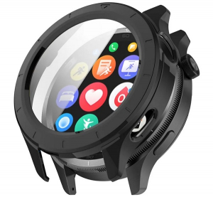 gigapack Műanyag keret (BUMPER, ütésállóság + kijelzővédő üveg) FEKETE Xiaomi Watch S4 " csomagolás" (GP-167163)