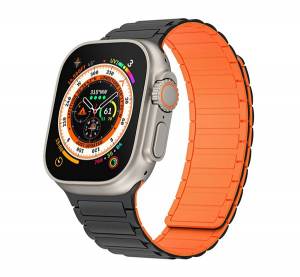 gigapack P&oacute;tsz&iacute;j (egyedi m&eacute;ret, kicsi, szilikon, 3D, m&aacute;gneses) FEKETE/NARANCSS&Aacute;RGA Apple Watch Series 10 42mm / Watch Series 5 40mm / Watch Series 4 4