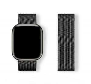 gigapack Pótszíj (egyedi méret, kicsi, fém, milánói szíj, mágneses) FEKETE Apple Watch Series 5 40mm / Watch Series 4 40mm / Watch Series 3 38mm " cso