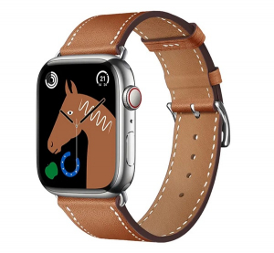 Hoco WA17 p&oacute;tsz&iacute;j (egyedi m&eacute;ret, kicsi, szilikon, bőr hat&aacute;s&uacute;, &aacute;ll&iacute;that&oacute;) BARNA Apple Watch Series 10 42mm / Watch Series 9 41mm / Watch Series 8 41mm