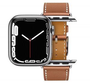 Hoco WA17 p&oacute;tsz&iacute;j (egyedi m&eacute;ret, kicsi, szilikon, bőr hat&aacute;s&uacute;, &aacute;ll&iacute;that&oacute;) BARNA Apple Watch Series 10 42mm / Watch Series 9 41mm / Watch Series 8 41mm