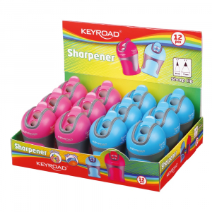 Keyroad Hegyező 2 lyuk&uacute; tart&aacute;lyos, fedeles 12 db/display  Colour Special vegyes sz&iacute;nek (KR971584)