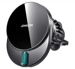 JOYROOM aut&oacute;s tart&oacute; (szellőzőre, m&aacute;gneses, gyorst&ouml;ltő, 15W, wireless, LED jelz&eacute;s) FEKETE (JR-ZS409_B)